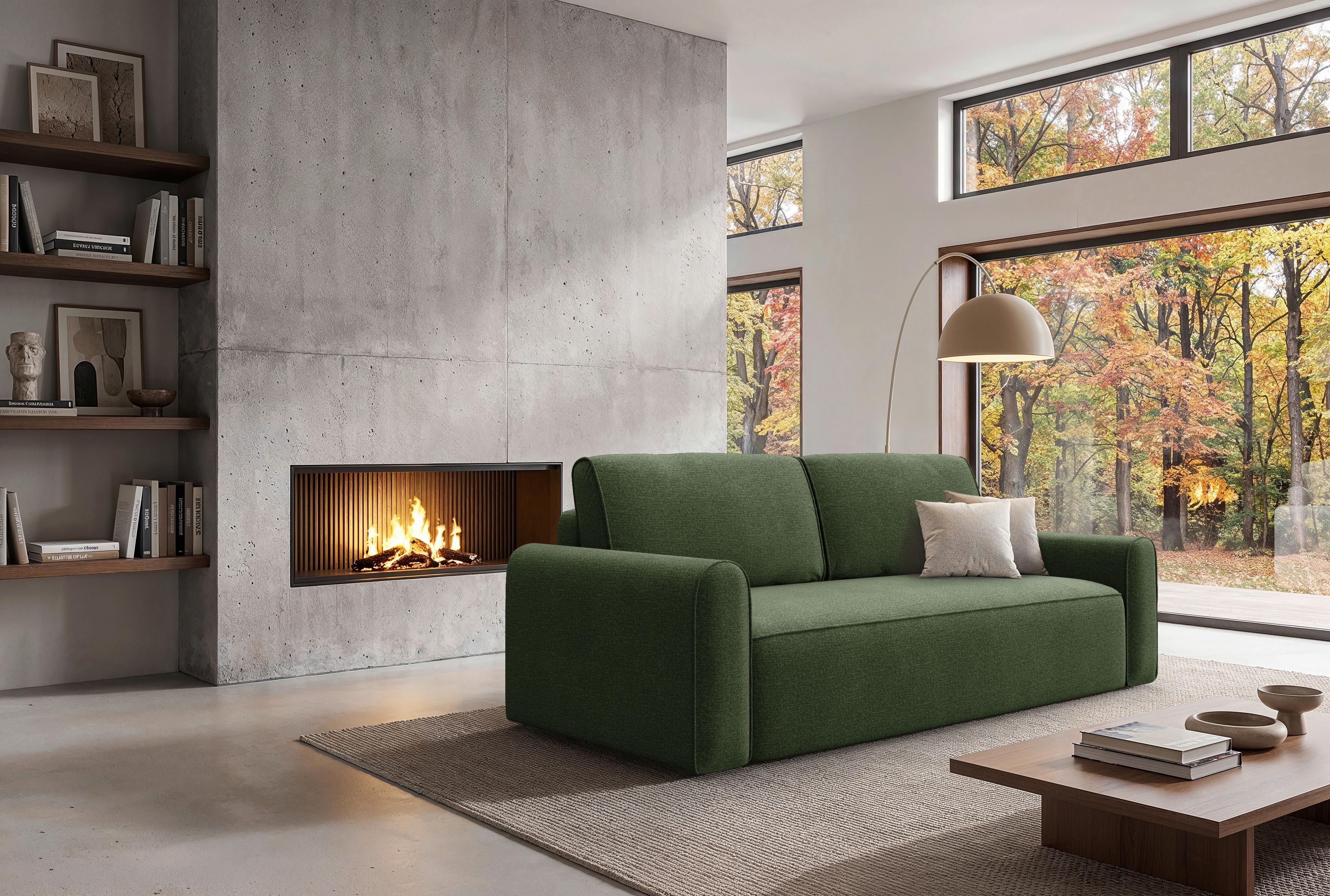Schlafsofa Piemonte Grün B: 240cm - Schwarz/Grün, MODERN, Holz/Holzwerkstoff (240/92/103cm) - Livetastic
