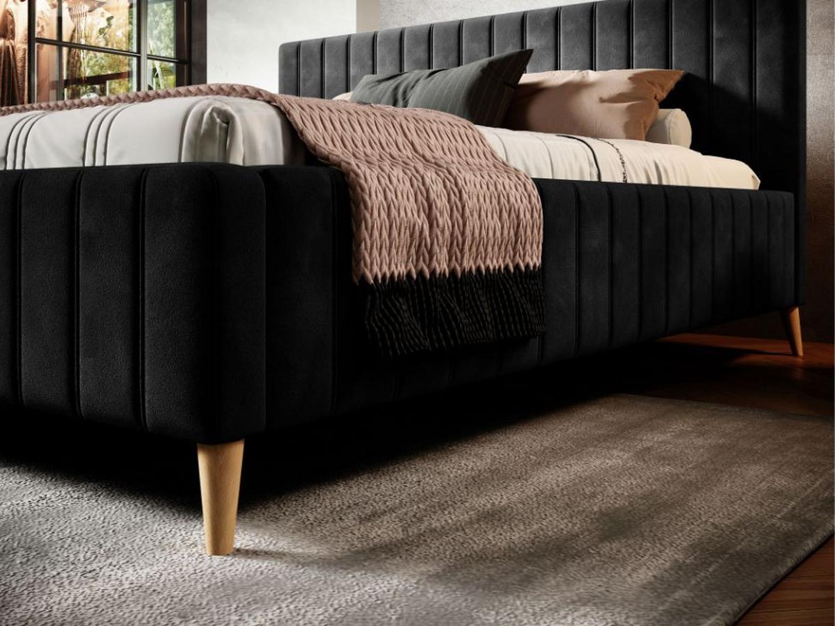 Posteľ Tamina s roštom a úložným priestorom 160x200cm - prírodná farba/tmavosivá, Design, drevo/textil (160/200cm)
