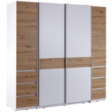Drehtürenschrank mit Laden 215cm Fabio, Eiche/Weiß - Eichefarben/Weiß, KONVENTIONELL, Holzwerkstoff (215/215/62cm)