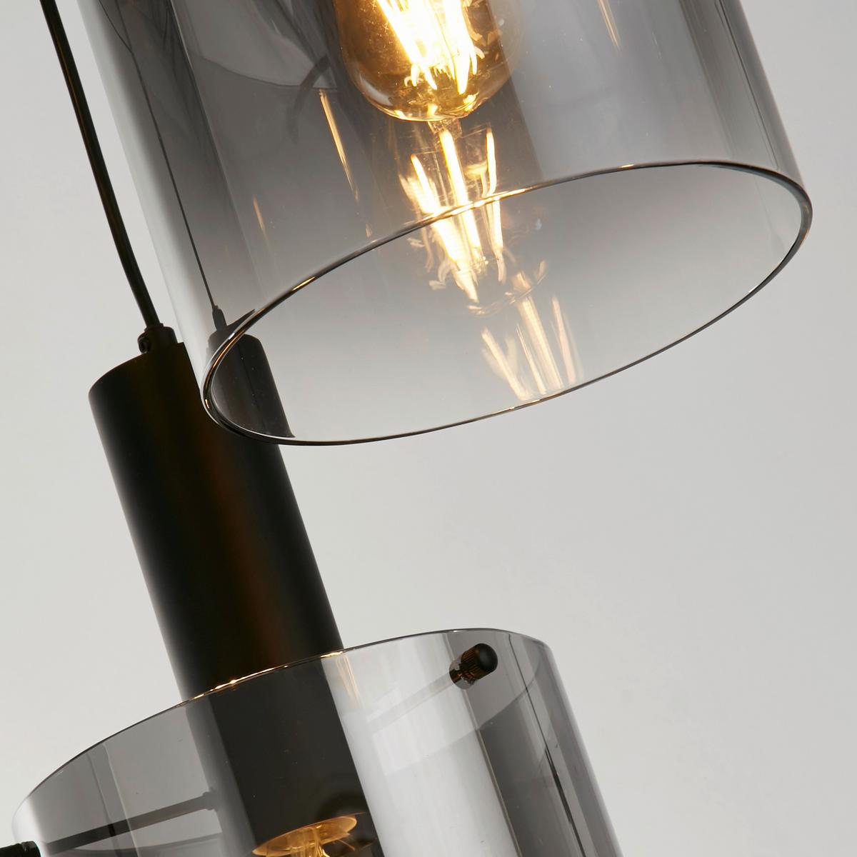 Hängeleuchte 88910-3bk - Schwarz, Design, Glas/Metall (42/35-150cm)