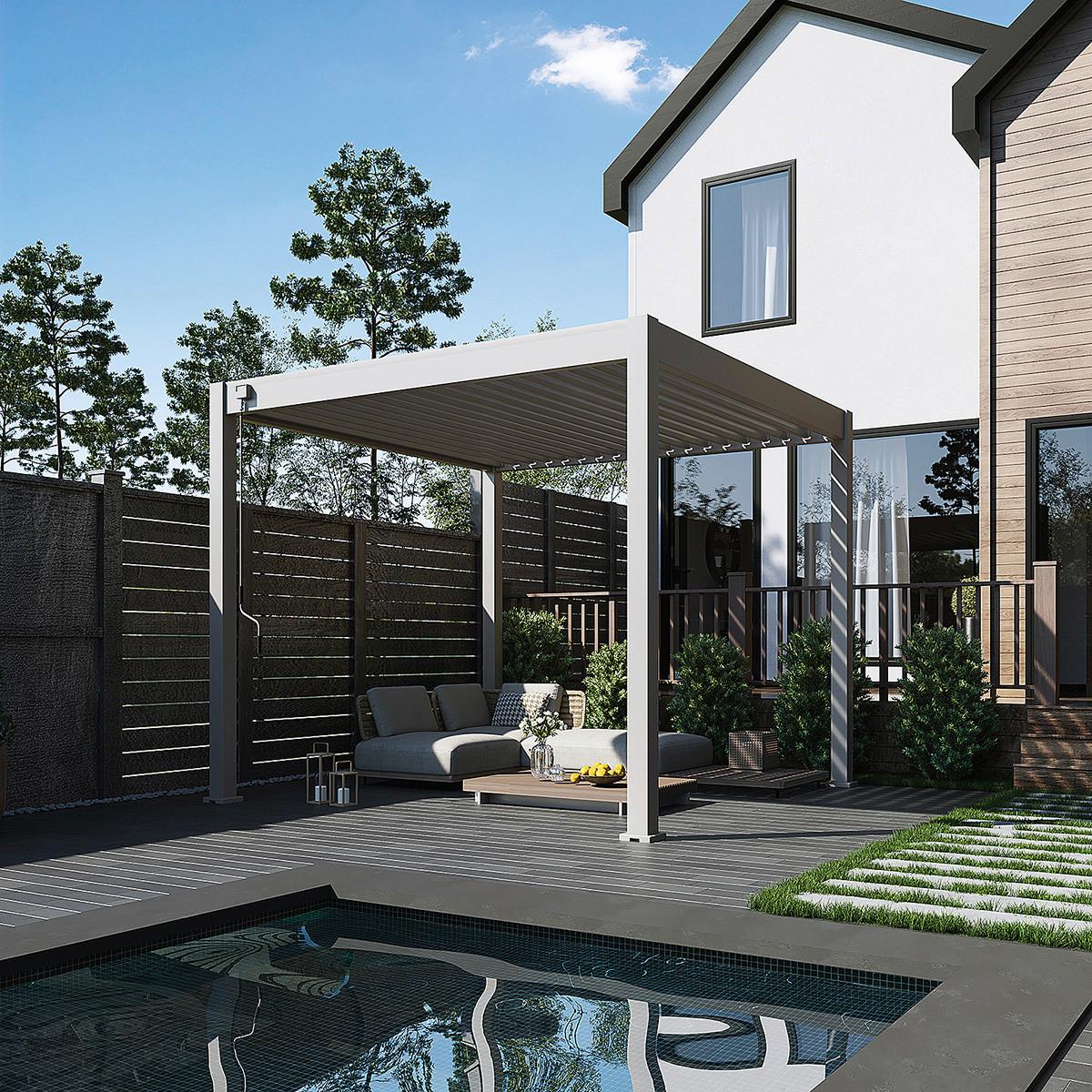 Pergola 300x300 cm Wetterbeständig, Perlmutt - Perlmutt, Basics, Metall (300/300/255cm)