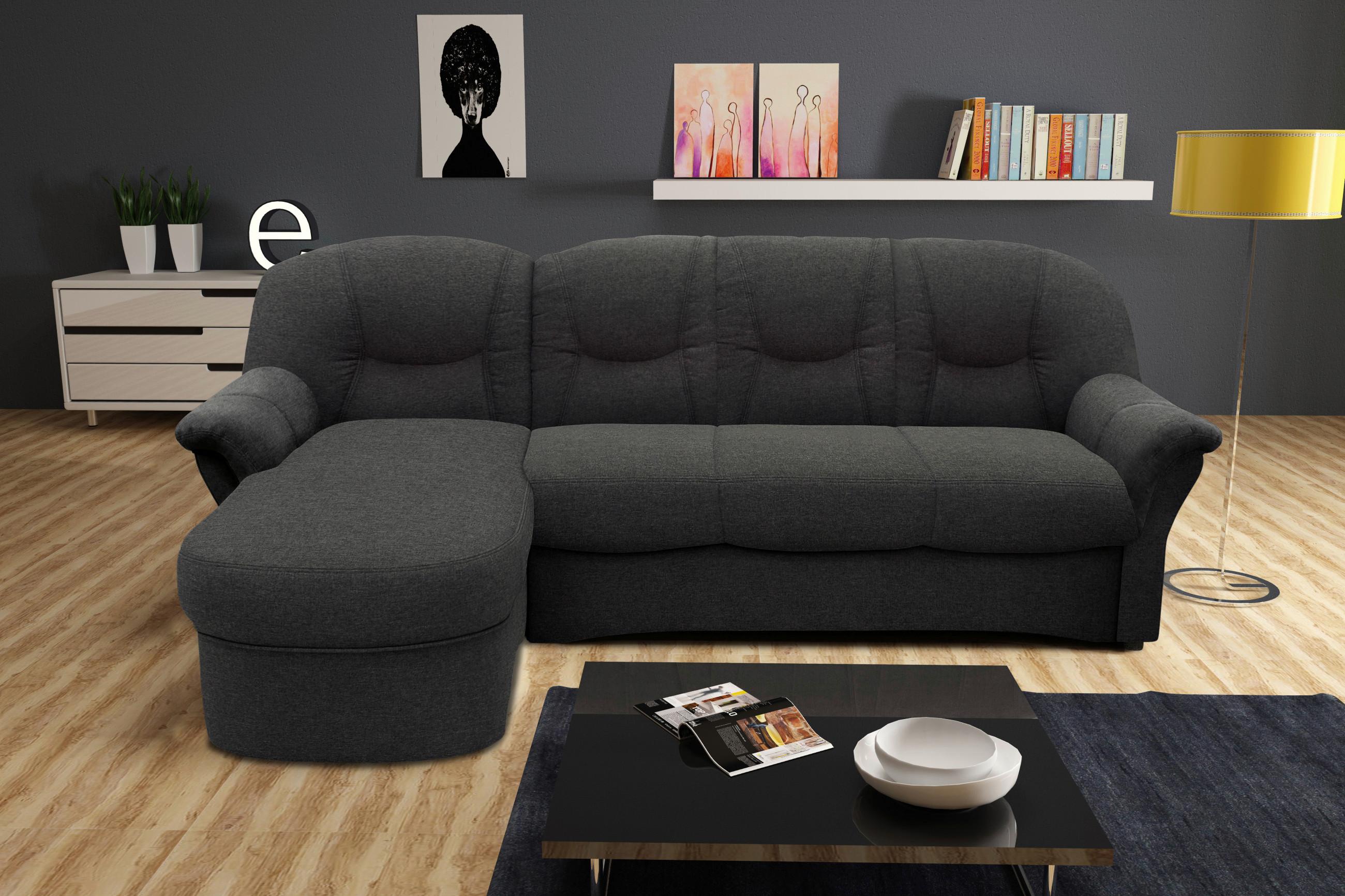 Ecksofa Papenburg Grau - Schwarz/Grau, KONVENTIONELL, Textil (142/233cm) - MID.YOU