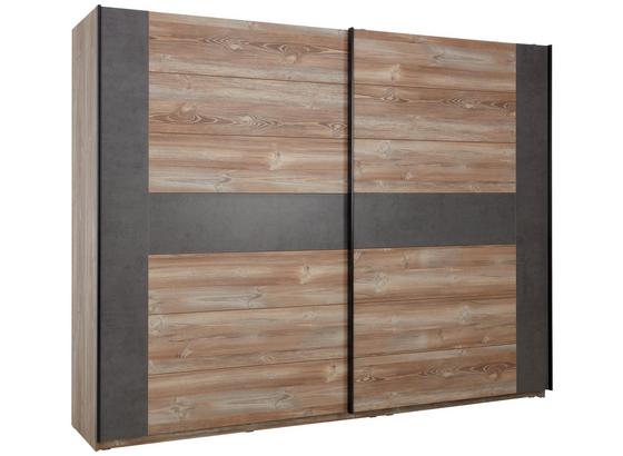 Skriňa S Posuvnými Dvermi Chanton - borovicová/sivá, Štýlový, umelá hmota/kov (221/210/62cm) - Based Skriňa S Posuvnými Dvermi Chanton - borovicová/sivá, Štýlový, umelá hmota/kov (221/210/62cm) - Based