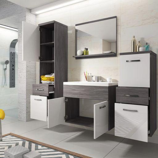 Badezimmer Alba in Weiß und Eichefarben