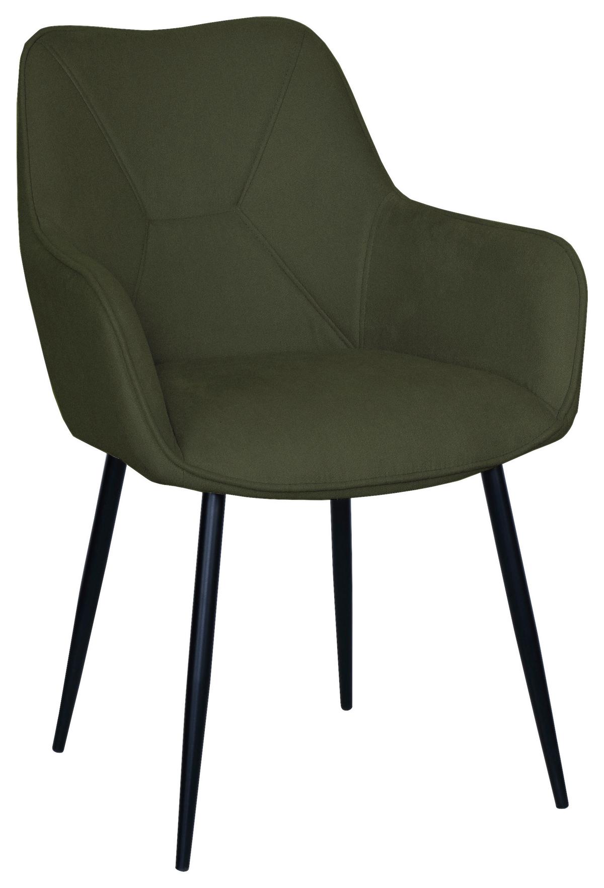 Židle s područkami tmavě zelená - černá/zelená, Moderní, kov/dřevo (57/85/60cm) - Mömax