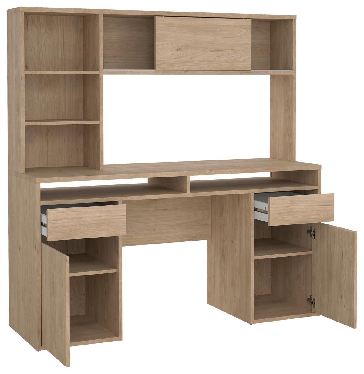 Schreibtisch Function Plus Eichefarben, L: 149 cm - Eichefarben, MODERN, Holzwerkstoff (149/48,2/156,2cm) - P & B