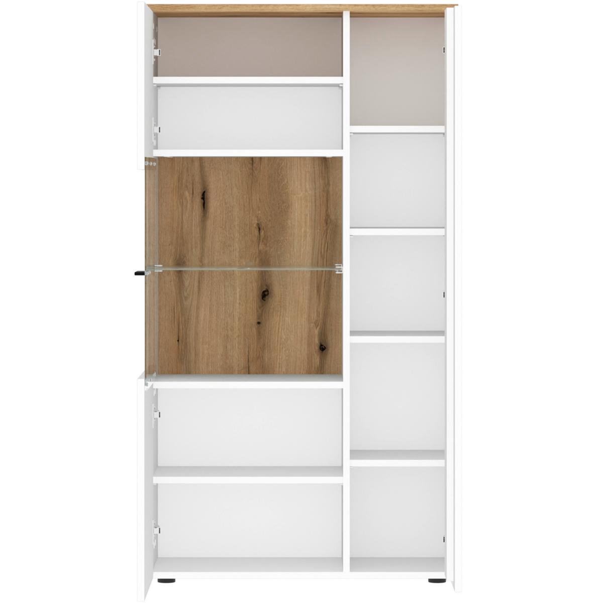 Highboard Dalano Weiß/eichefarben B: 77,7 Cm - Eichefarben/Schwarz, Trend, Glas/Holzwerkstoff (77,7/144,2/37,2cm) - MID.YOU
