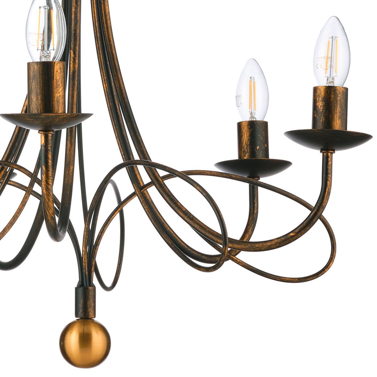 Kronleuchter Milvia Braun L: 60 cm - Braun, KONVENTIONELL, Metall (60/60/110cm)