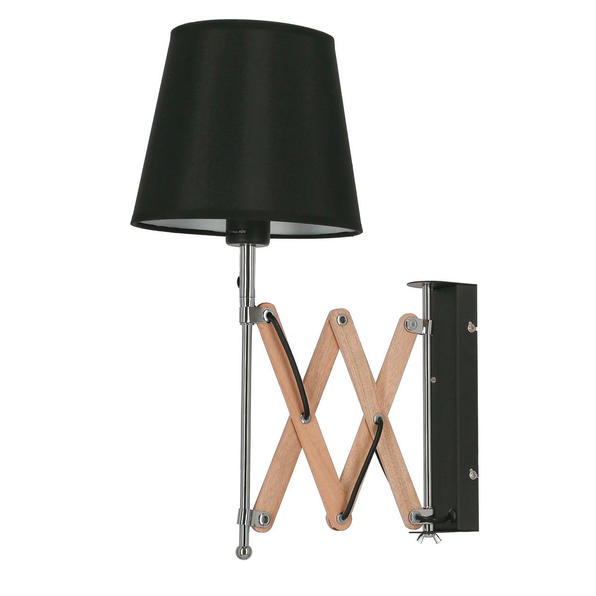 Wandleuchte 21-75420 - Schwarz, KONVENTIONELL, Metall (22.5/52/50cm)