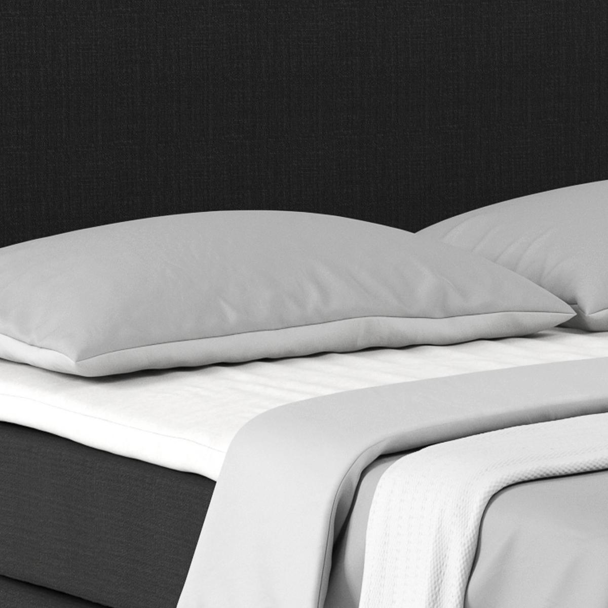 Boxspringbett mit Topper 160x200 Nero, Schwarz - Chromfarben/Schwarz, KONVENTIONELL, Textil (160/200cm)