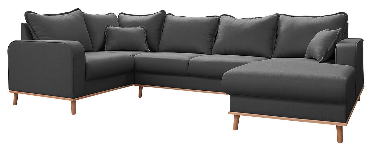 Wohnlandschaft Beata D.grau U:167x296x170 cm - Wengefarben/Dunkelgrau, Design, Textil (167/296/170cm) - Livetastic