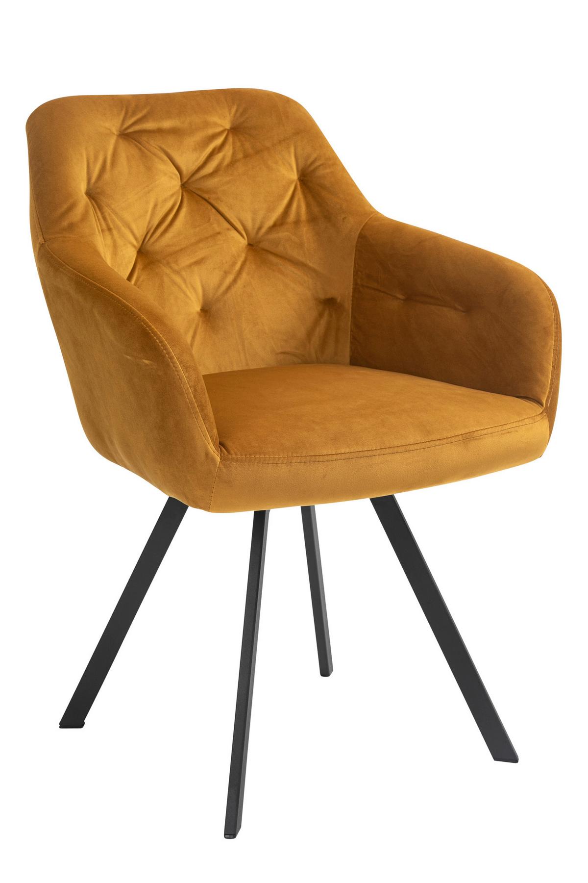 Tischgruppe Walnussfarben/Senfgelb 180 cm - Senfgelb/Walnussfarben, MODERN, Holz/Textil (180/90/75cm) - Livetastic