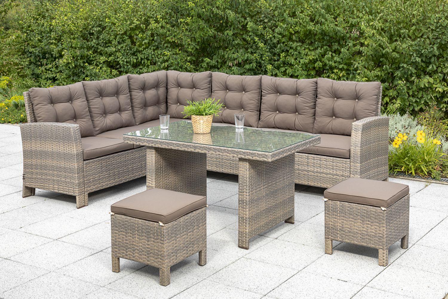 Gartenhocker Salerno Metall/Kunststoff B: 40 cm - Braun/Naturfarben, ROMANTIK / LANDHAUS, Kunststoff/Metall (40/40/40cm) - Gardenson