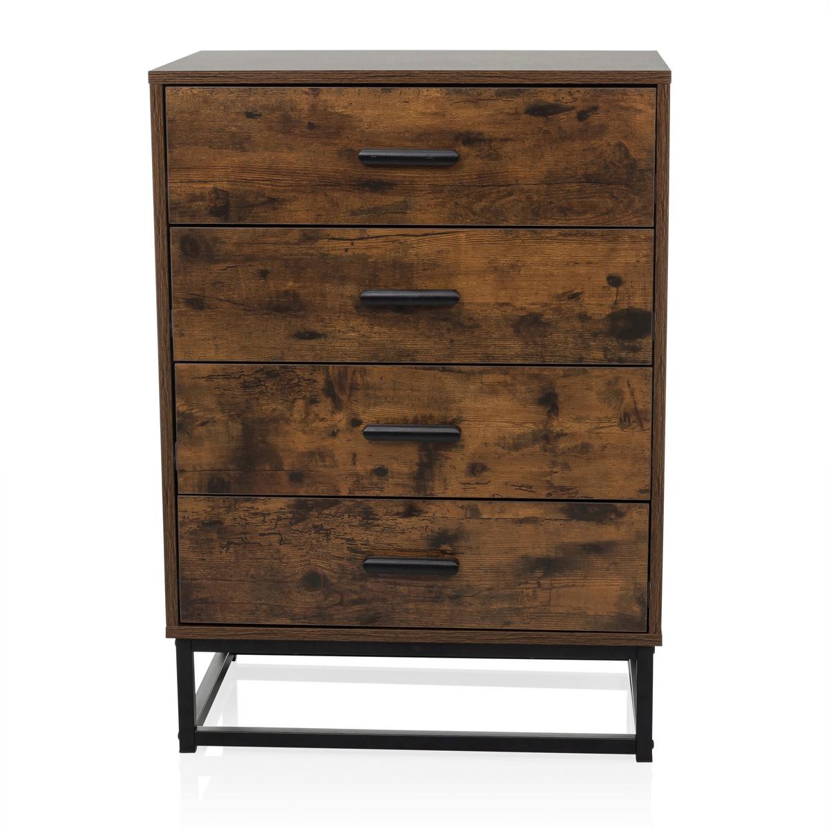 Kommode Vinstra Braun/schwarz B: 60 Cm - Schwarz/Braun, MODERN, Holzwerkstoff (60/83,5/38,5cm) - MID.YOU