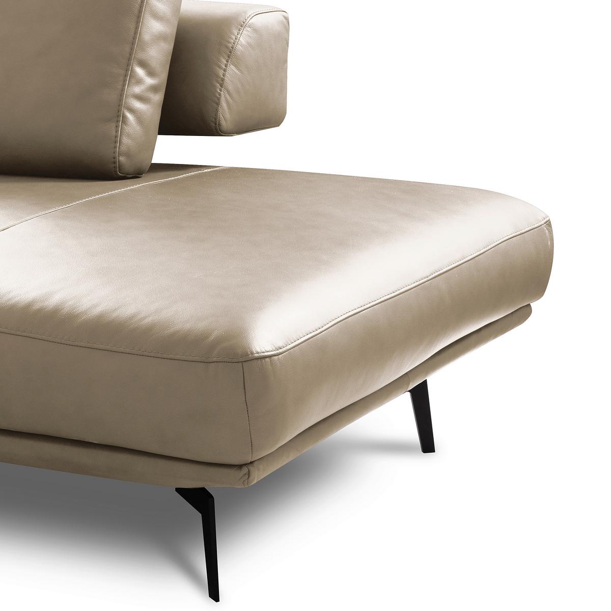Ecksofa Como Echtleder Creme 306x237 - Creme/Schwarz, Design, Leder (306/237cm) - Livetastic