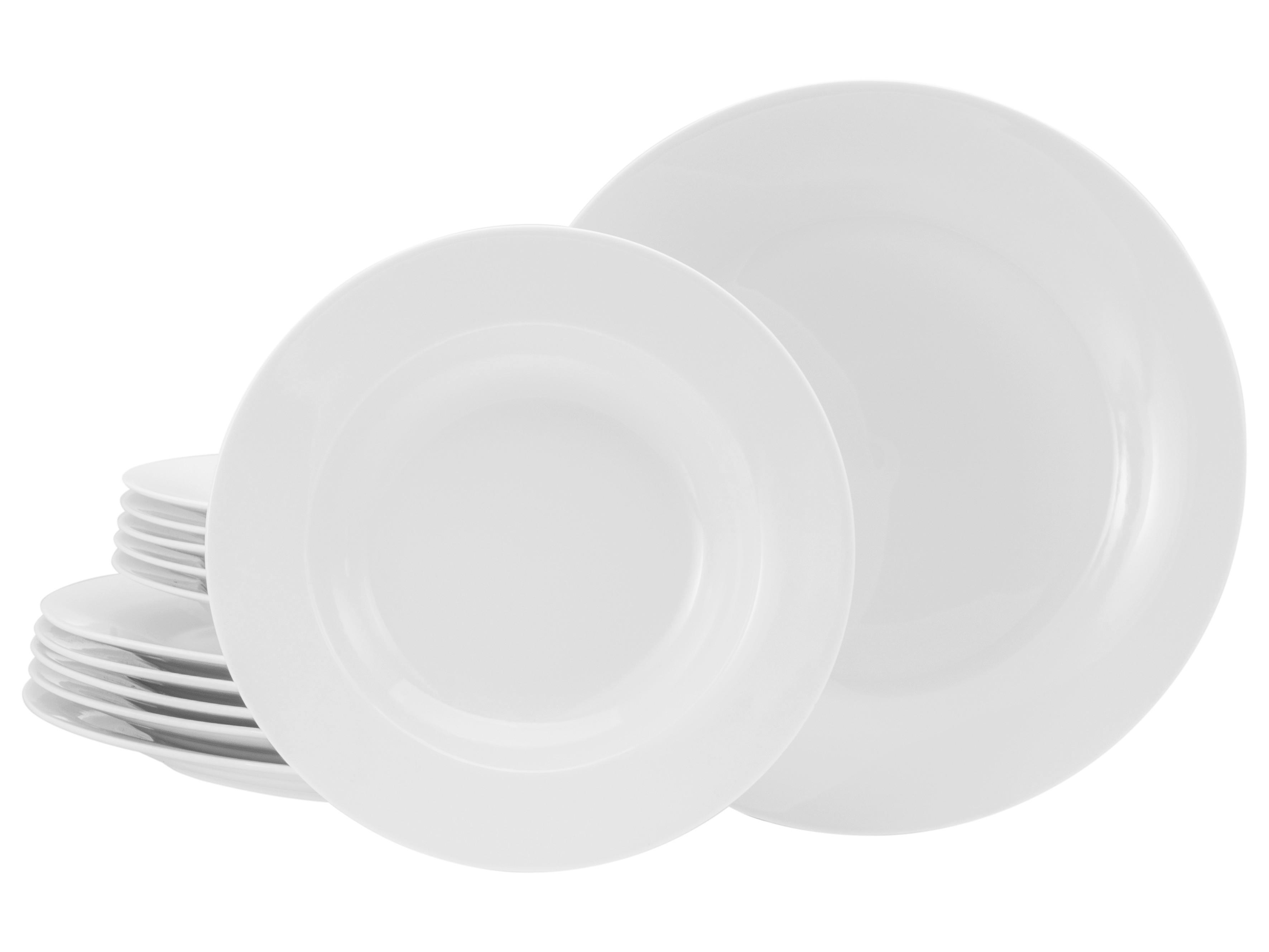 TAFELSERVICE Porzellan, Weiß, 12-teilig - Weiß, Basics, Keramik - Creatable