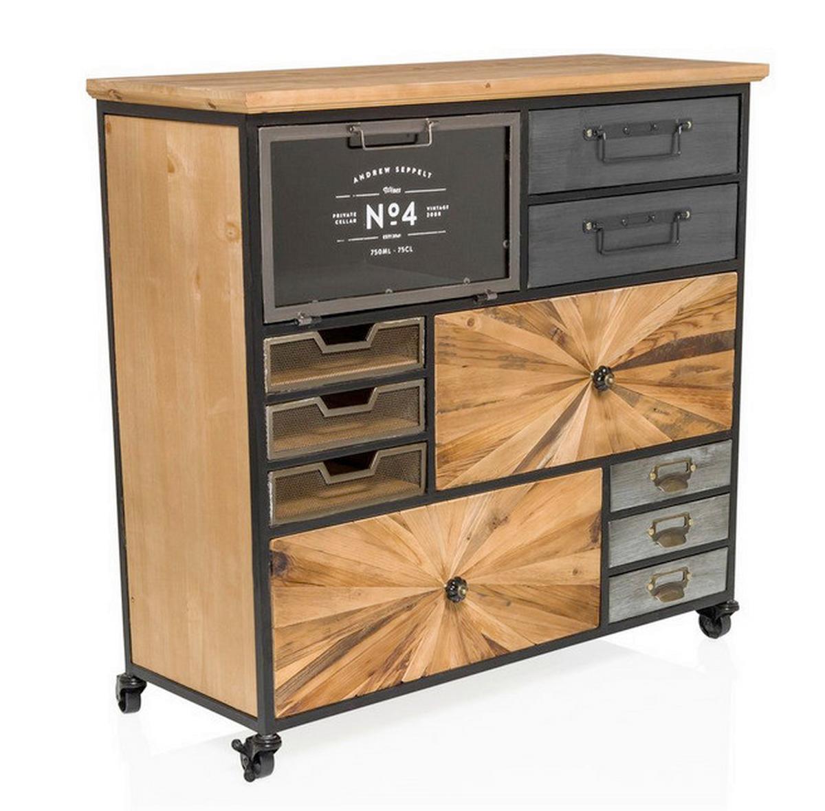 Sideboard Continento Xl Dunkelgrau/naturfarben B: 60cm - Dunkelgrau/Naturfarben, MODERN, Holz/Kunststoff (88/84/34cm) - MID.YOU