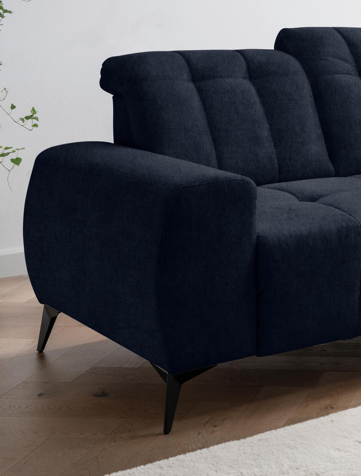 Ecksofa Mit Usb Anschluss Sano, Dunkelblau,s: 261x200 Cm - Schwarz/Dunkelblau, MODERN, Textil (261/200cm) - Livetastic
