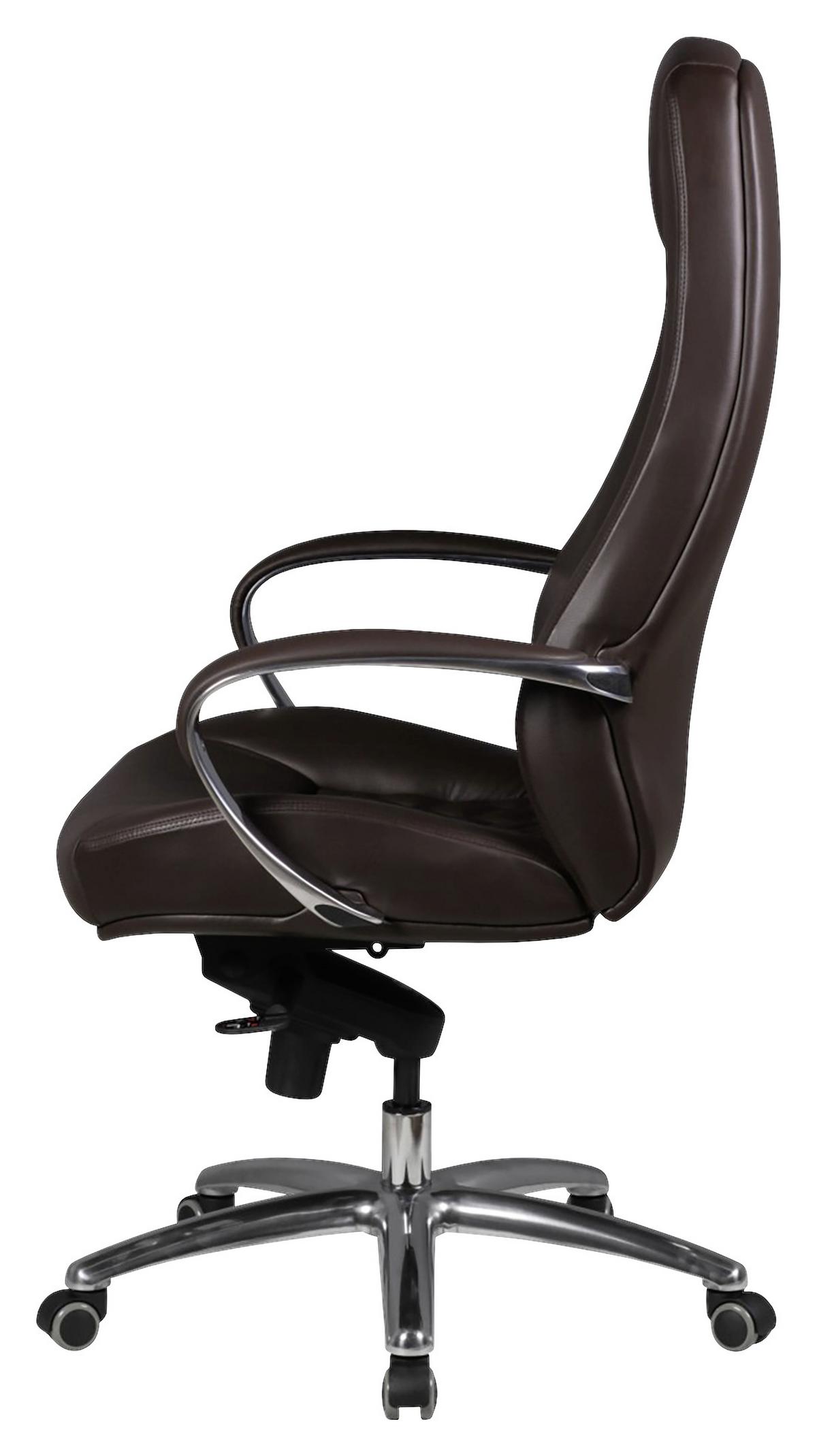 Kancelářské křeslo Austin z pravé kůže - barvy hliníku/hnědá, Moderní, kov/plast (68/130/68cm) - MID.YOU