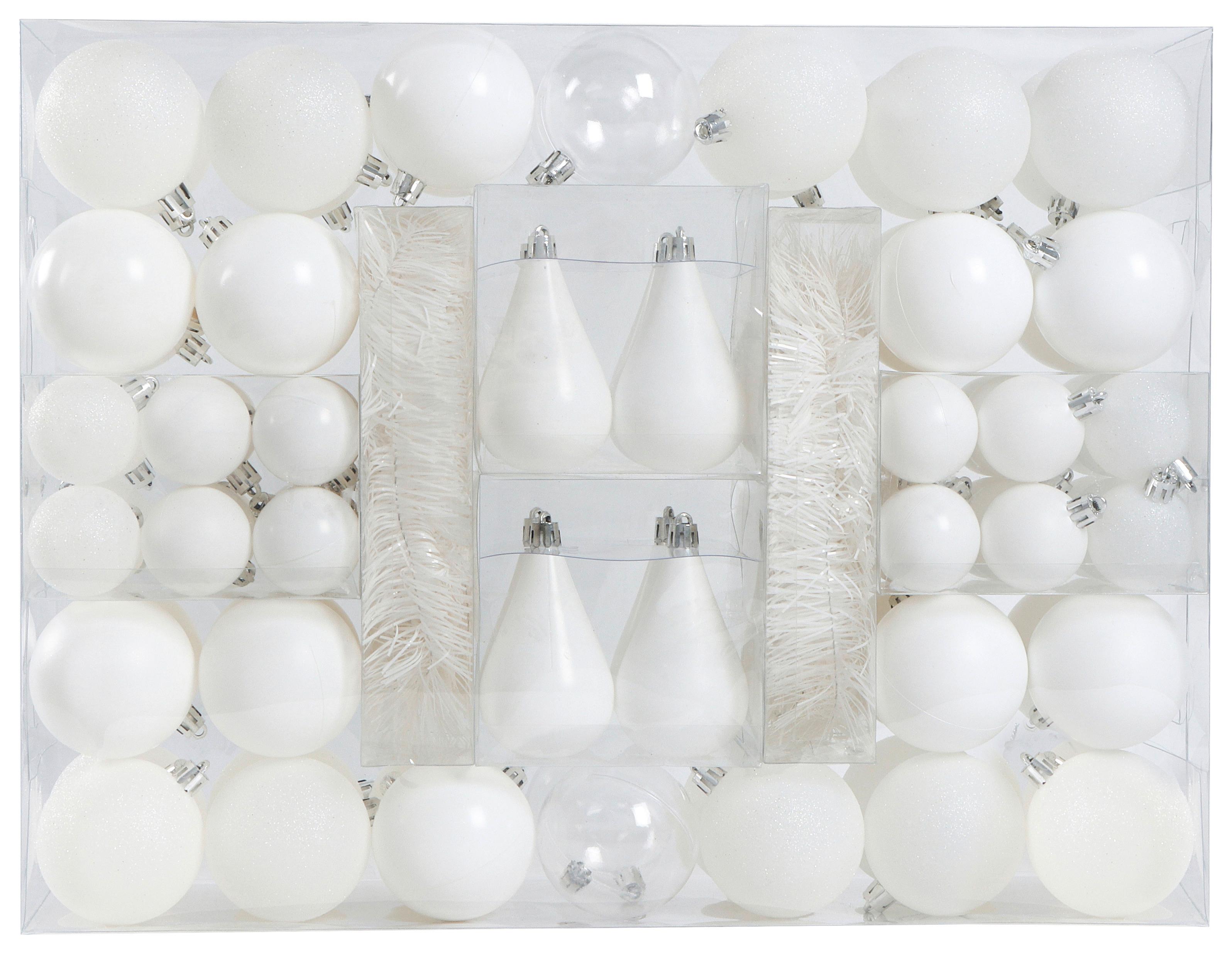 sada vánočních koulí 90-dílná sada - bílá, plast - Mömax