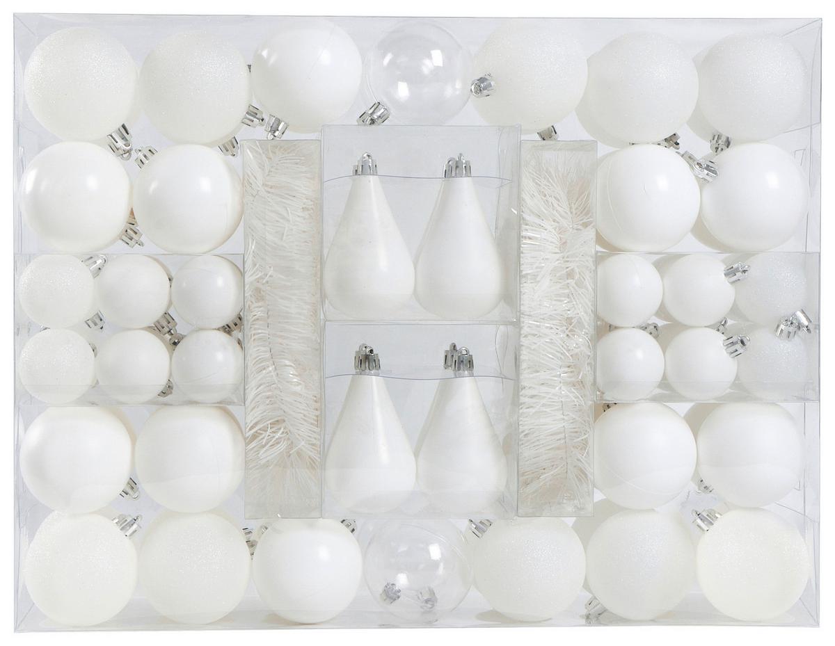 sada vánočních koulí 90-dílná sada - bílá, plast - Mömax