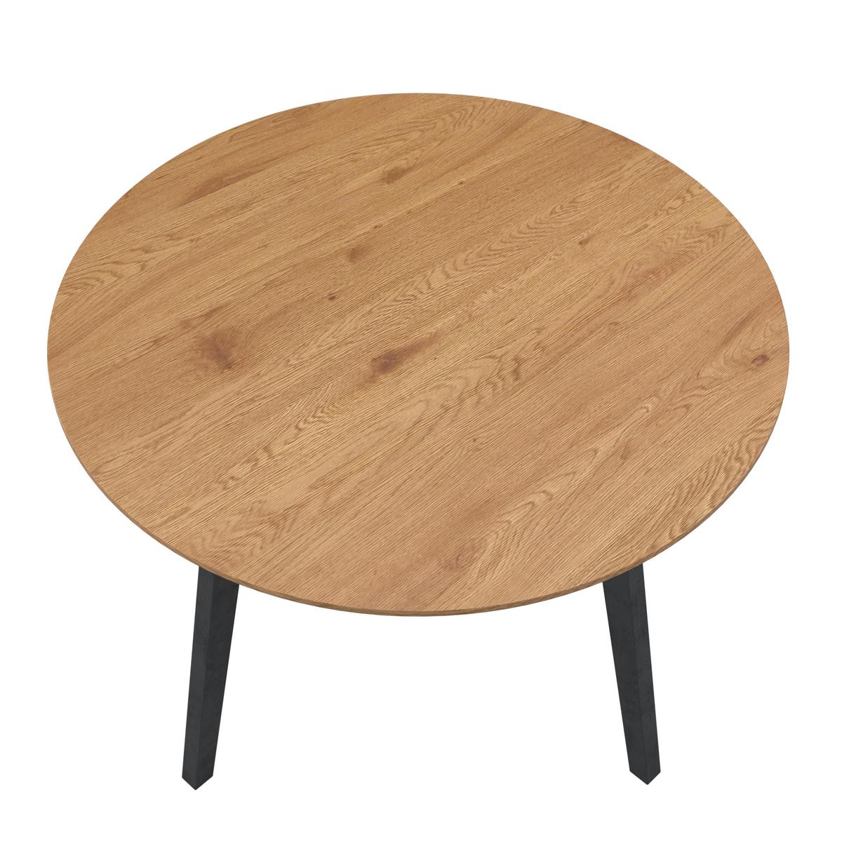 Jídelní stůl ELIAN 120 - černá/barvy dubu, Moderní, kov/kompozitní dřevo (120/120/76cm) - Bessagi Home