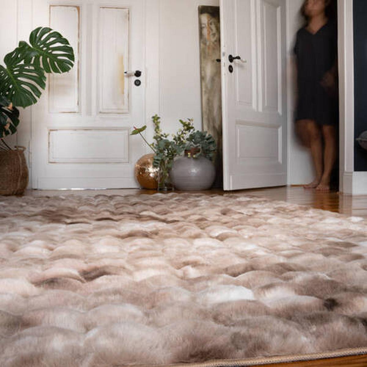 Fellteppich My Camouflage - Taupe, KONVENTIONELL, Textil (80/150cm) - Obsession