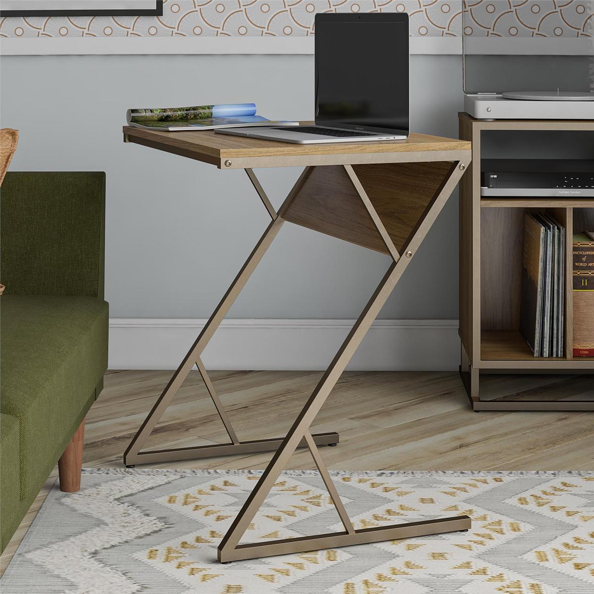 Schreibtisch Regal Wallnussfarben B: 72 Cm - Messingfarben/Walnussfarben, Design, Holzwerkstoff (64/72/49cm) - MID.YOU