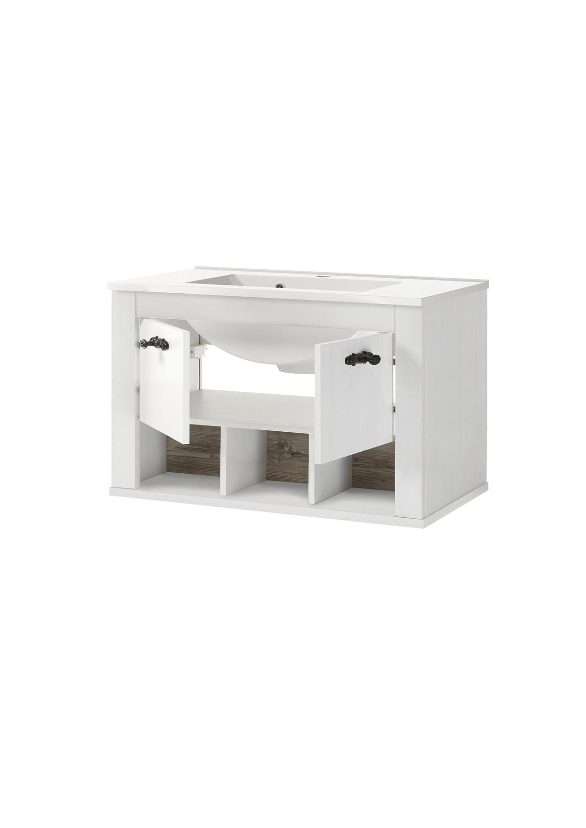 Waschtischkombi Florenz Pinienfarben B: 82cm - Weiß/Pinienfarben, Design, Naturmaterialien/Holzwerkstoff (82/56/47cm) - MID.YOU