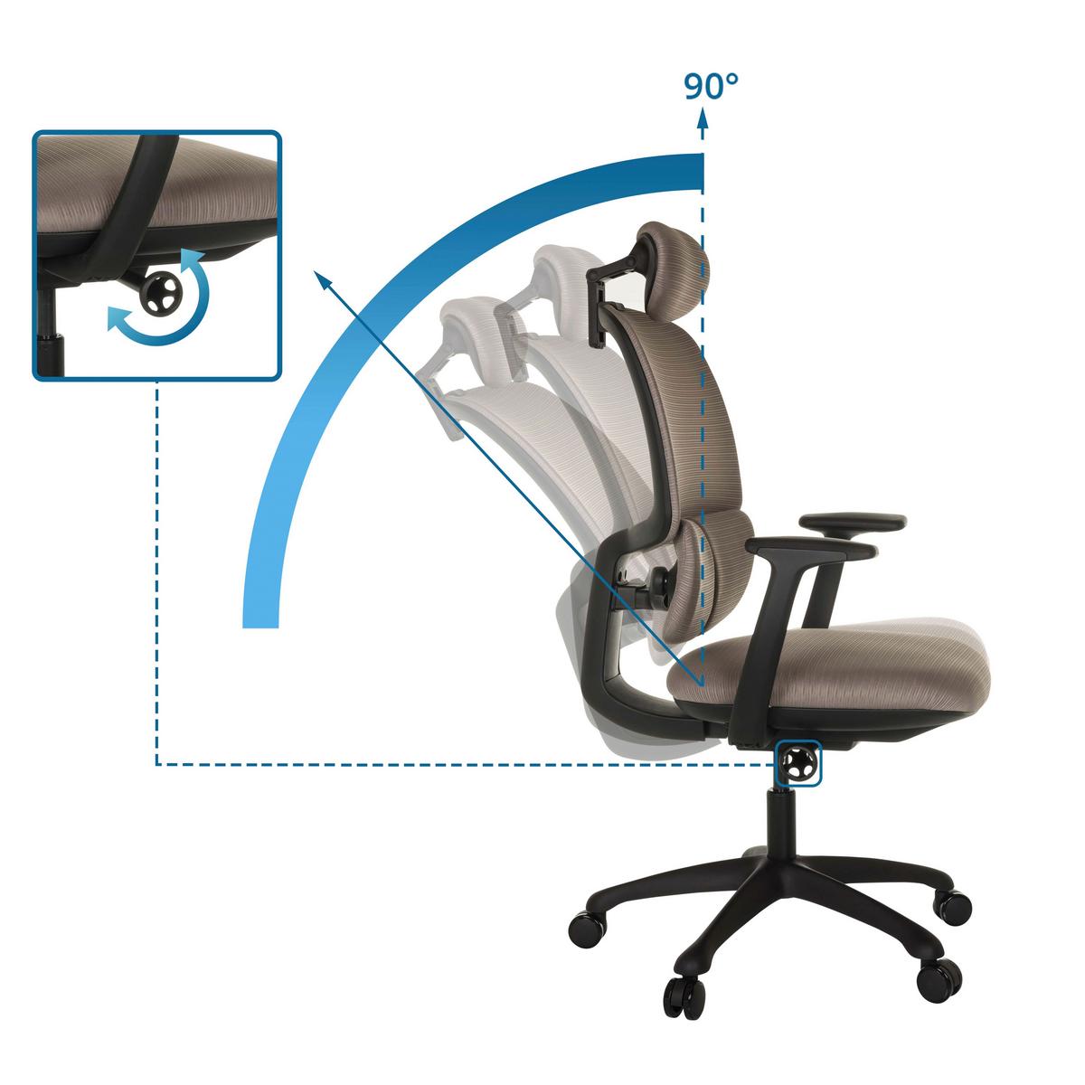 Drehstuhl Ri-cover Grau B: 66 Cm - Schwarz/Grau, MODERN, Kunststoff/Textil (66/114 - 129/67,5cm) - MID.YOU