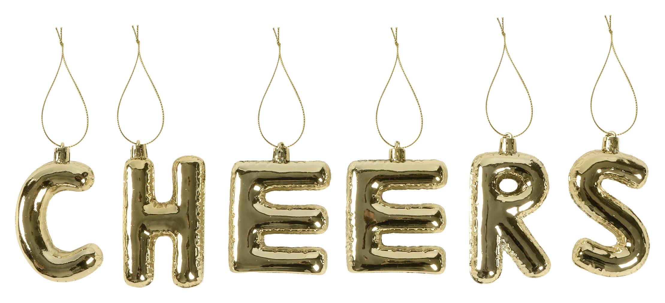 Vianočná ozdoba CHEERS - zlatá, plast - Mömax