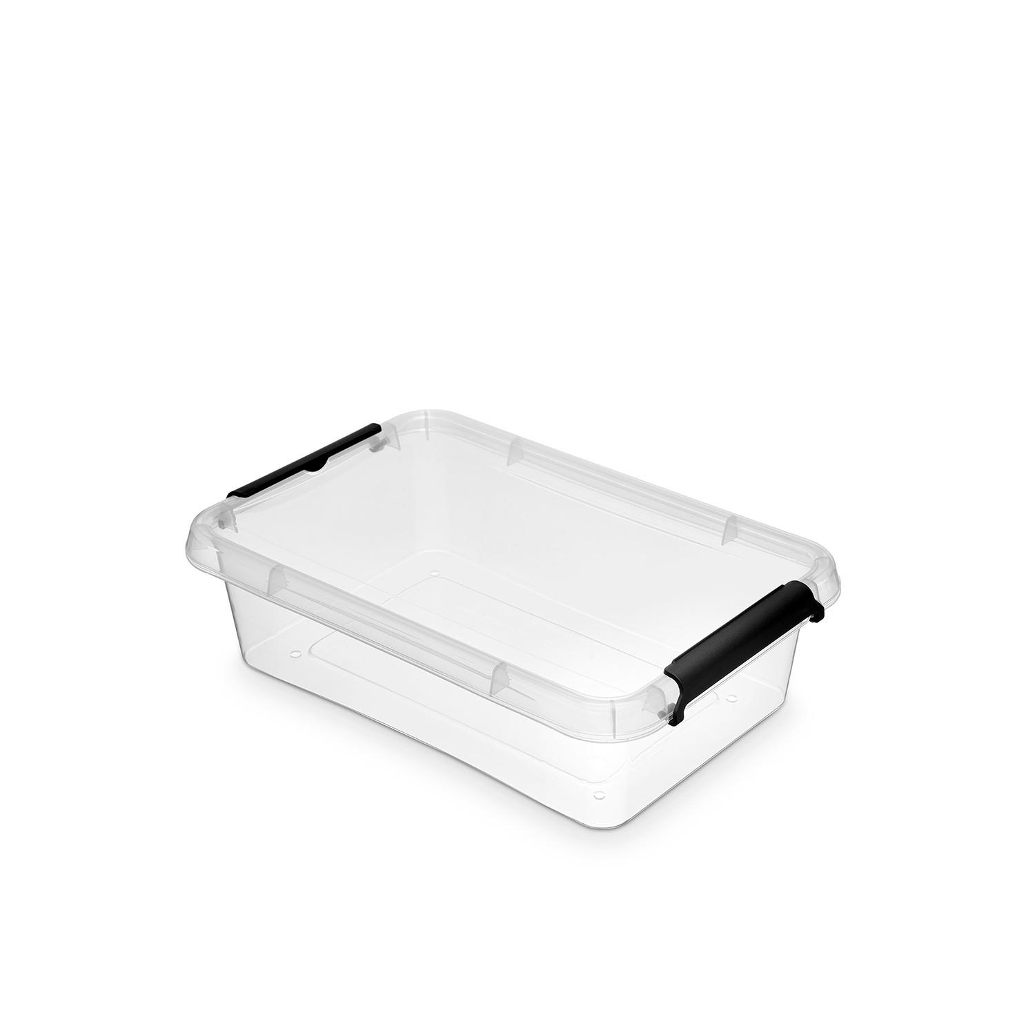 Aufbewahrungsbox mit Deckel Mila 3,1l, 29,5x20x8,5 cm - Transparent/Schwarz, KONVENTIONELL, Kunststoff (29,5/20/8,5cm) - Homezone