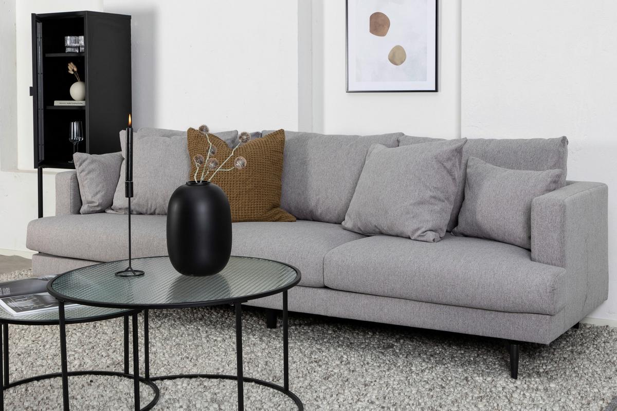 3-Sitzer-Sofa Sofia - Schwarz/Grau, Design, Holz/Kunststoff (260/86/88cm) - Livetastic