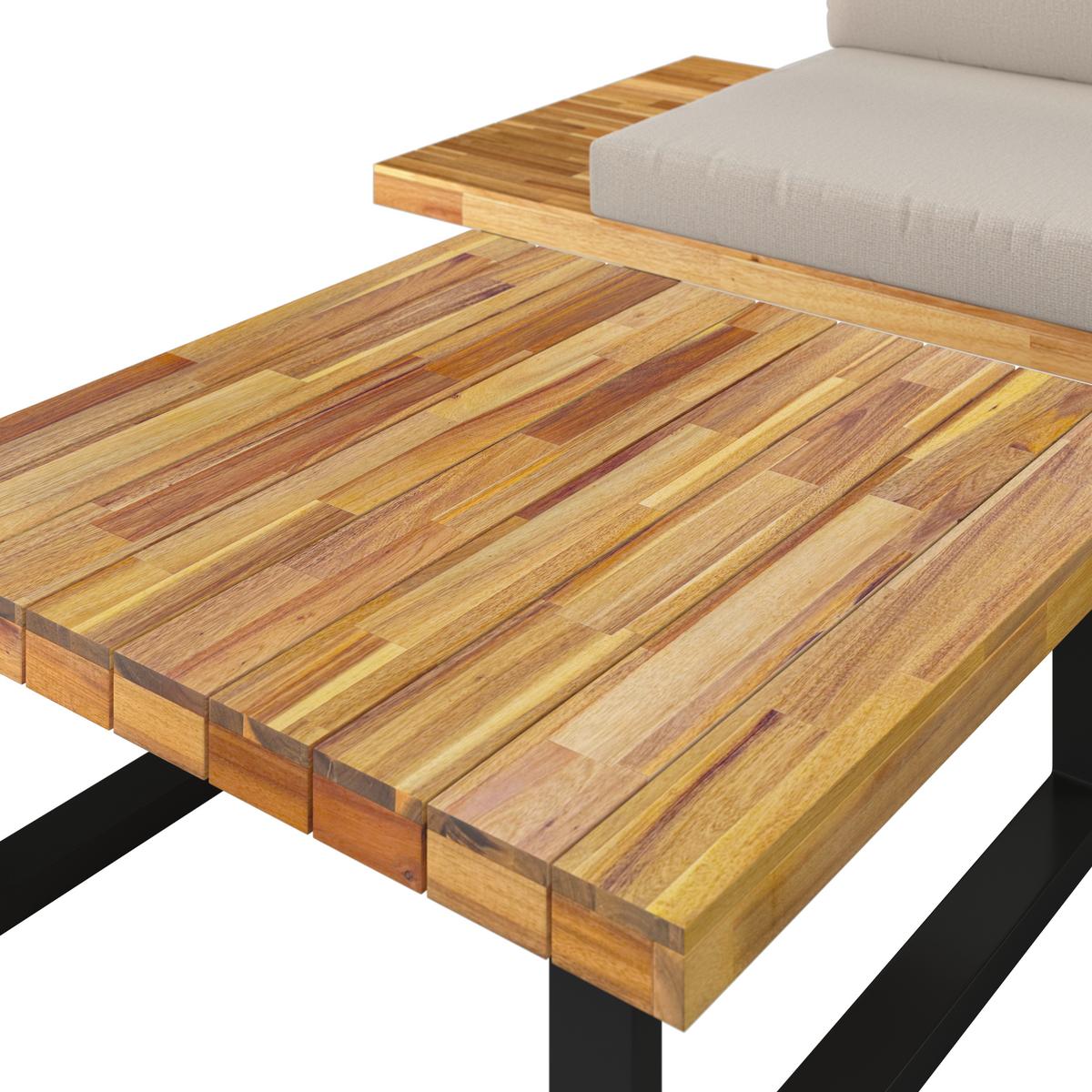 TERASOVÁ SEDACÍ SOUPRAVA CRISTINA - černá/krémová, Moderní, kov/dřevo (254/78/82cm) - Bessagi Garden