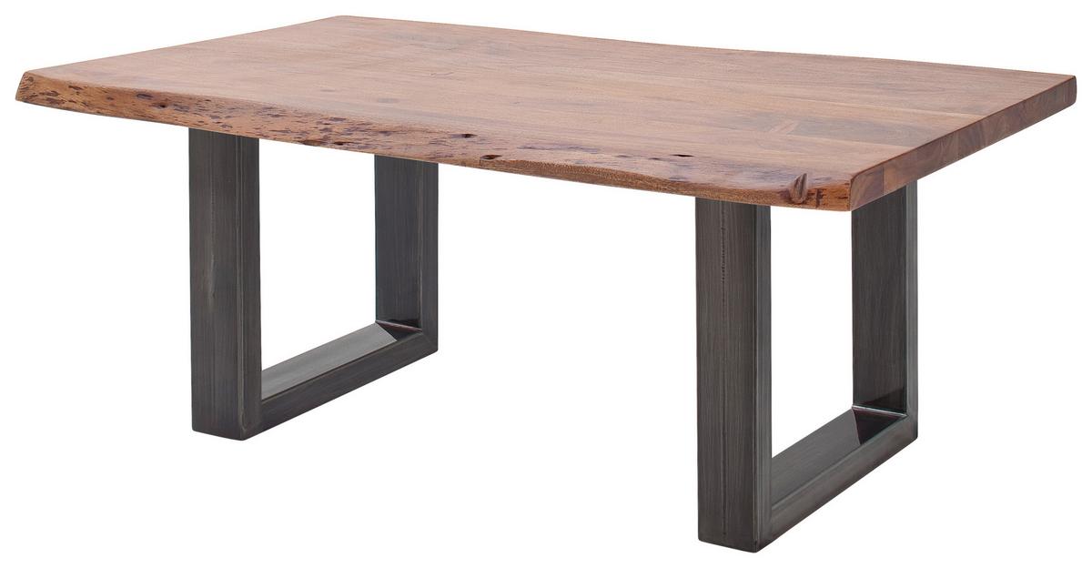 Couchtisch Holz Massiv Cartagena Walnuss/Nickelfarben - Walnussfarben/Nickelfarben, MODERN, Holz/Metall (110/45/70cm)