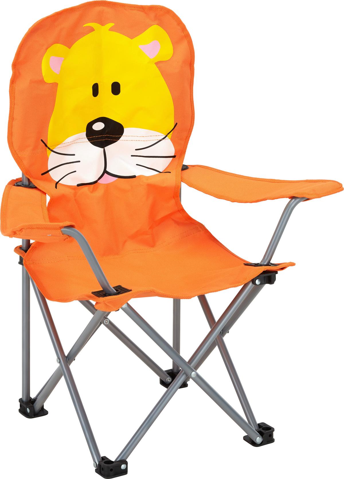Kindersessel Linda Orange Löwe Stahl/Textil Klappbar - Orange, KONVENTIONELL, Textil (59/65/33cm) - BUNINO