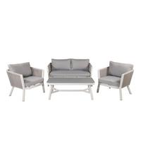 Loungegarnitur Virya - Weiß/Grau, KONVENTIONELL, Textil/Metall - Gardenson