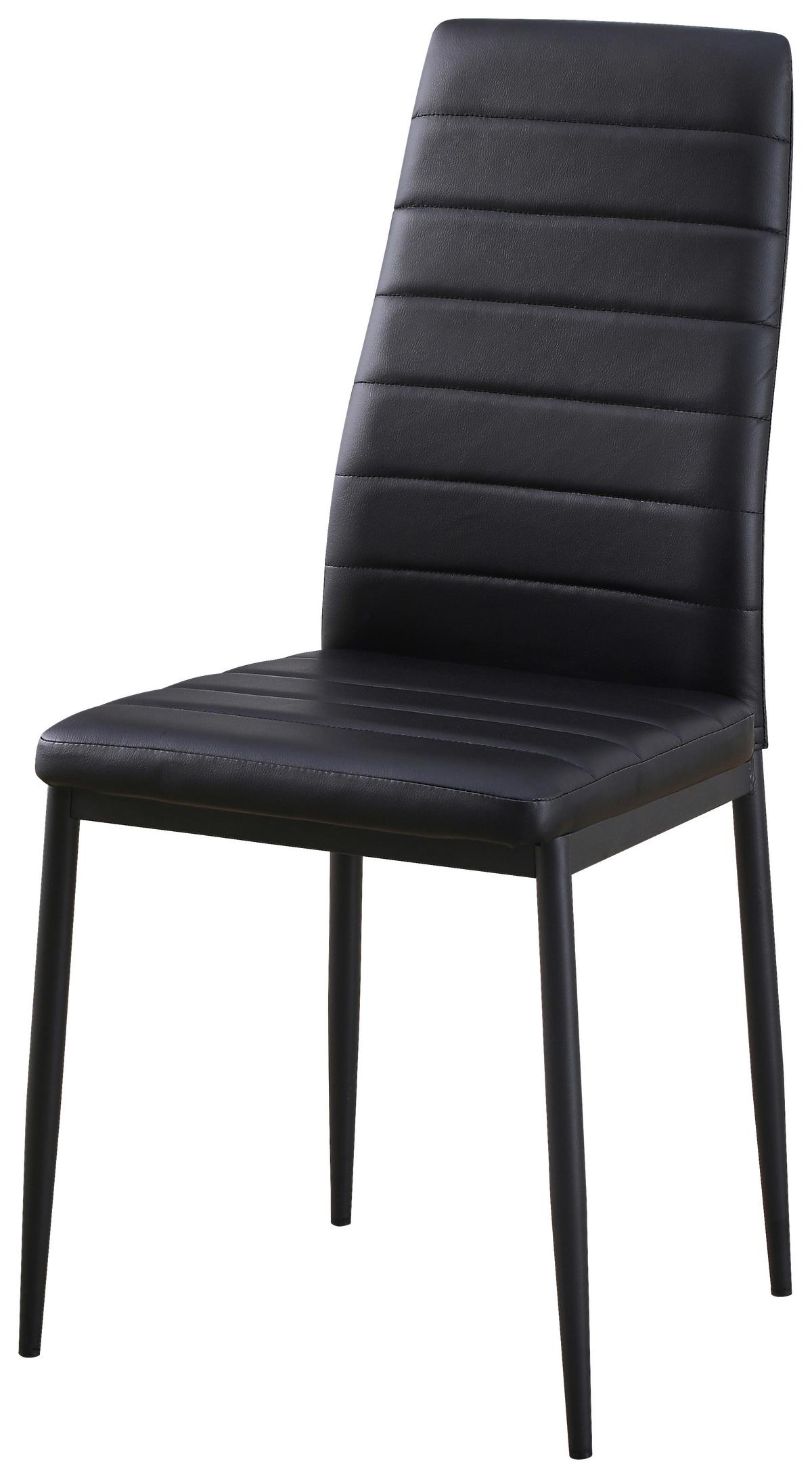 Vierfußstuhl Franzi Schwarz Lederlook - Schwarz, KONVENTIONELL, Textil/Metall (42/95/51cm)