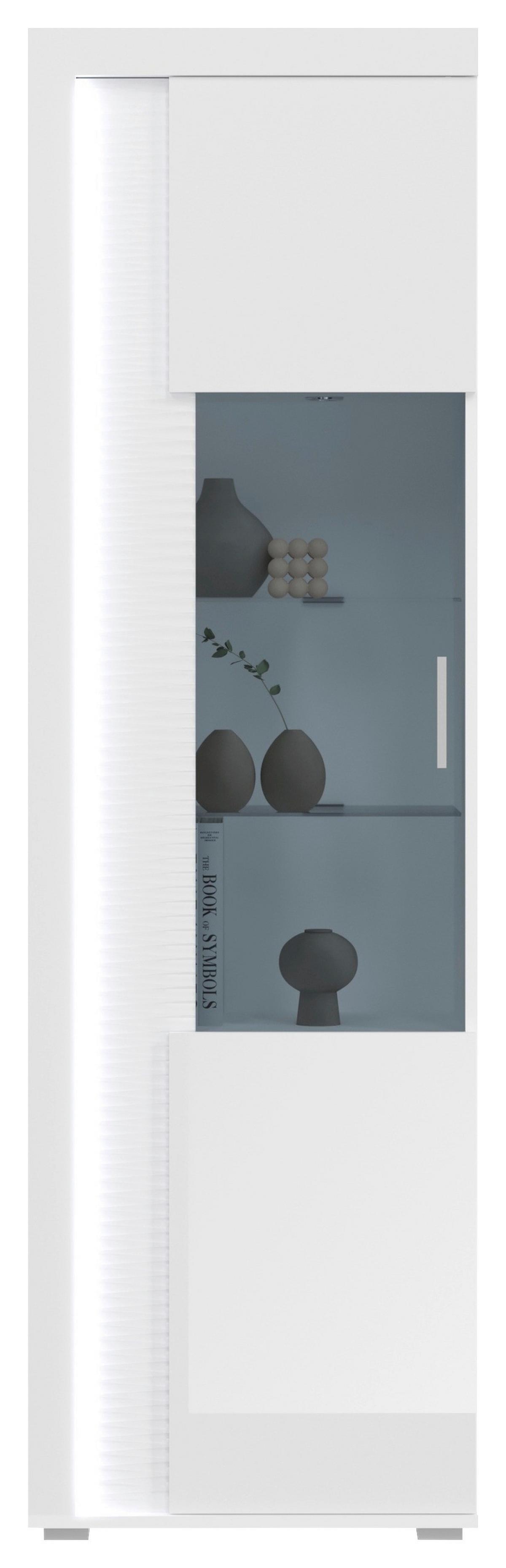 Wohnwand Skylight Weiß Hochglanz, 351cm - Weiß Hochglanz/Silberfarben, Design, Holzwerkstoff (351/202/46cm) - MID.YOU