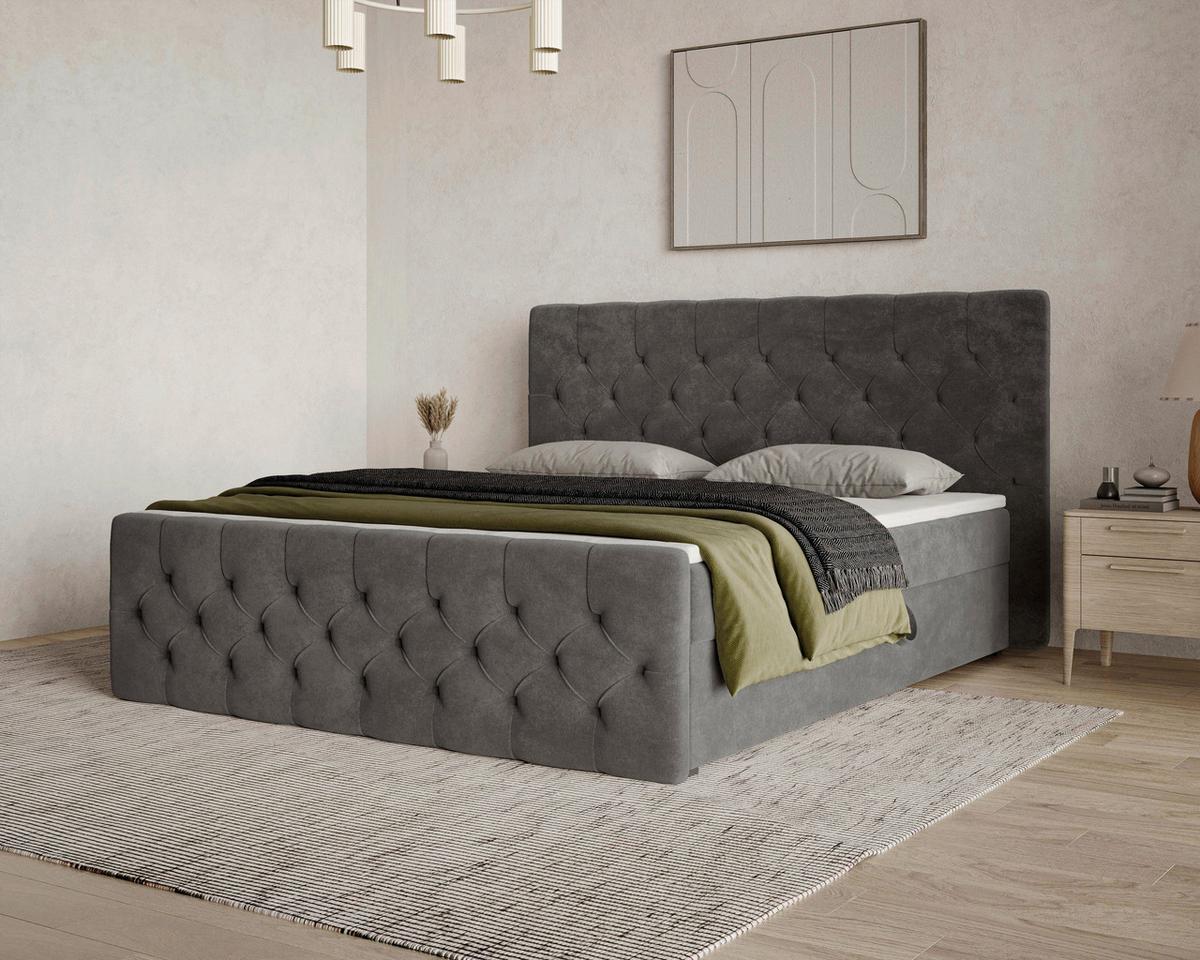 BOXBETT Karo Anthrazit 160x200cm - Anthrazit/Schwarz, MODERN, Holz/Kunststoff (160/200cm) - MID.YOU