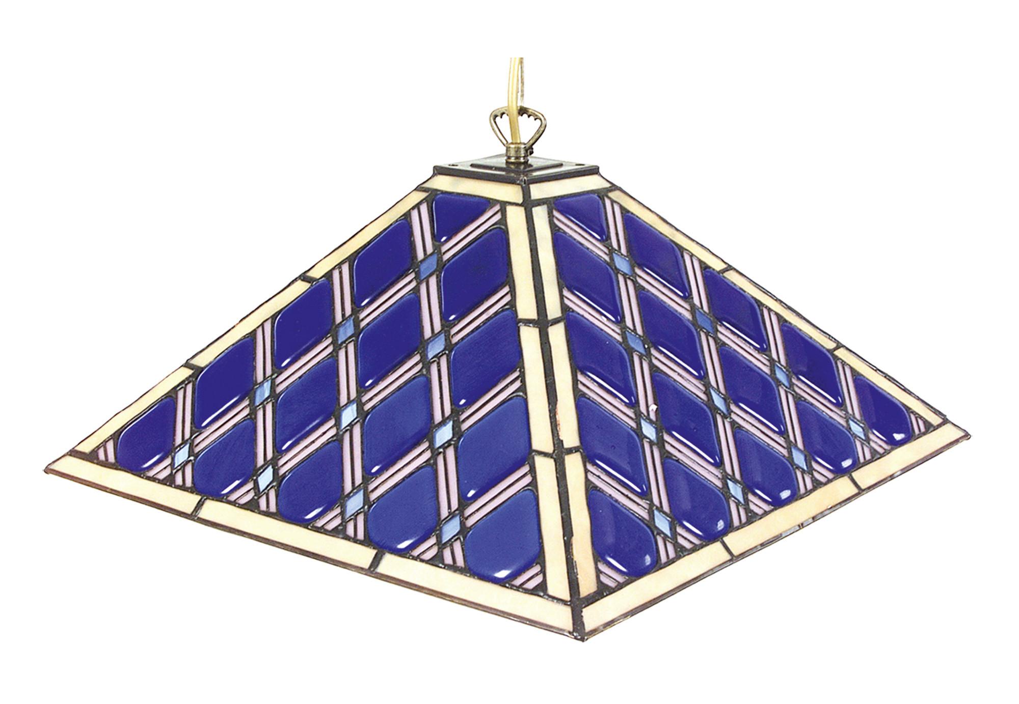 Hängeleuchte Tiifany Pyra H: 111cm 1-Flammig, dimmbar - Blau, Natur, Glas/Metall (40/40/111cm) - Näve