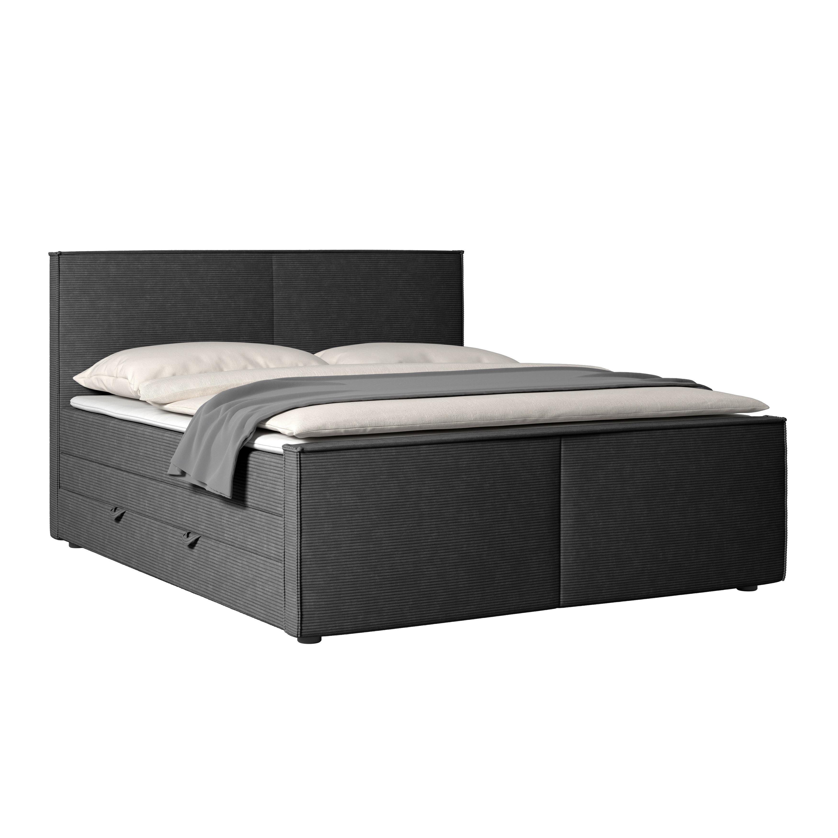 Boxspringbett mit Bettkasten Algier 180x200 cm Schwarz - Schwarz, MODERN, Karton/Holz (180/200cm) - MID.YOU