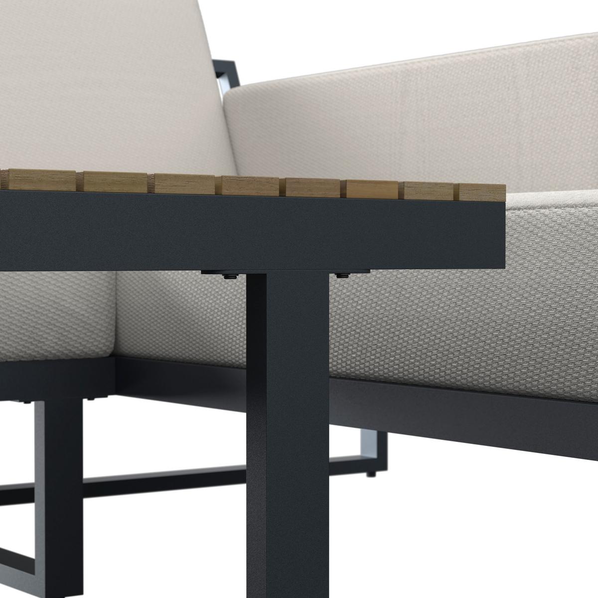 TERASOVÁ SEDACIA SÚPRAVA MARLA - čierna/farba akácie, Modern, kov/drevo - Bessagi Garden