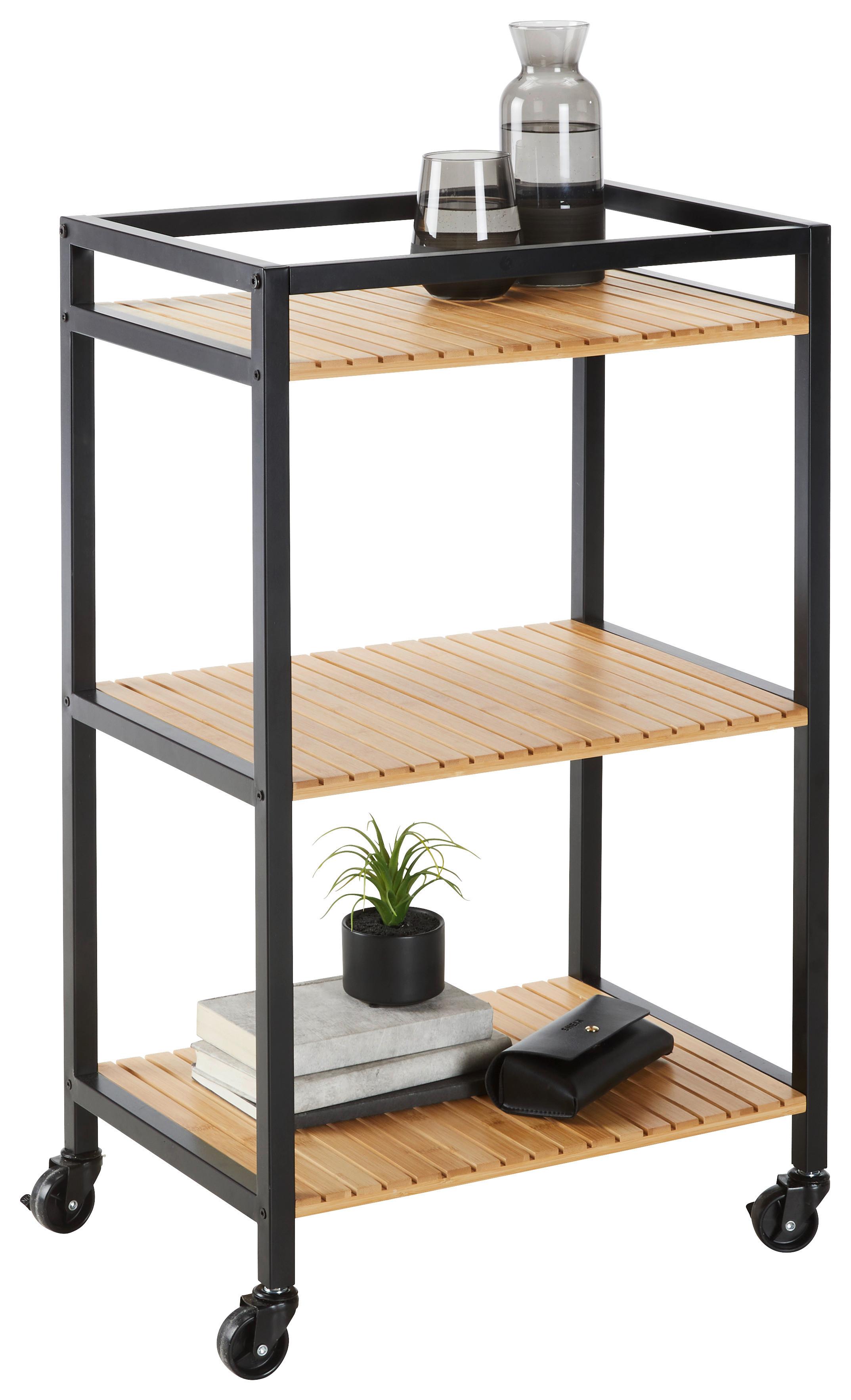 Univerzálny vozík čierna/prírodná - čierna/prírodná farba, Modern, kov/plast (47/78/33cm) - Mömax
