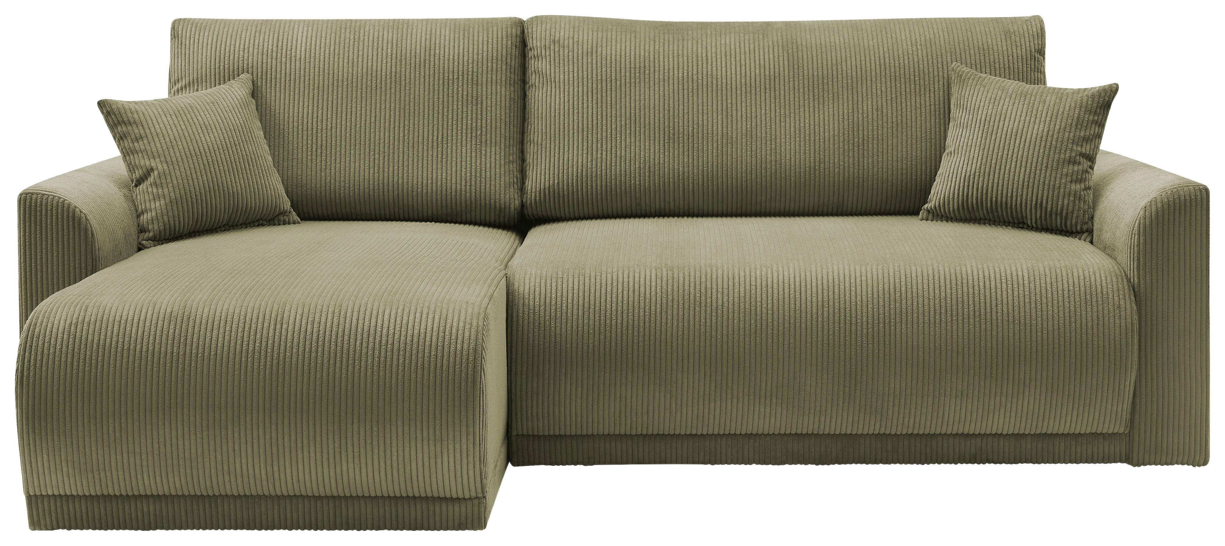 Rohová sedačka KIM L146, oboustr., olivovozel.manšestr - olivově zelená, Moderní, dřevo (233/146cm)
