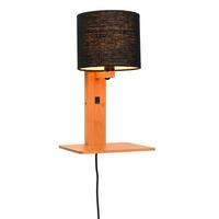 Wandleuchte Andes/w1/n/1815/b - Schwarz/Naturfarben, Trend, Holz/Textil (19/24/36cm) - Good & Mojo