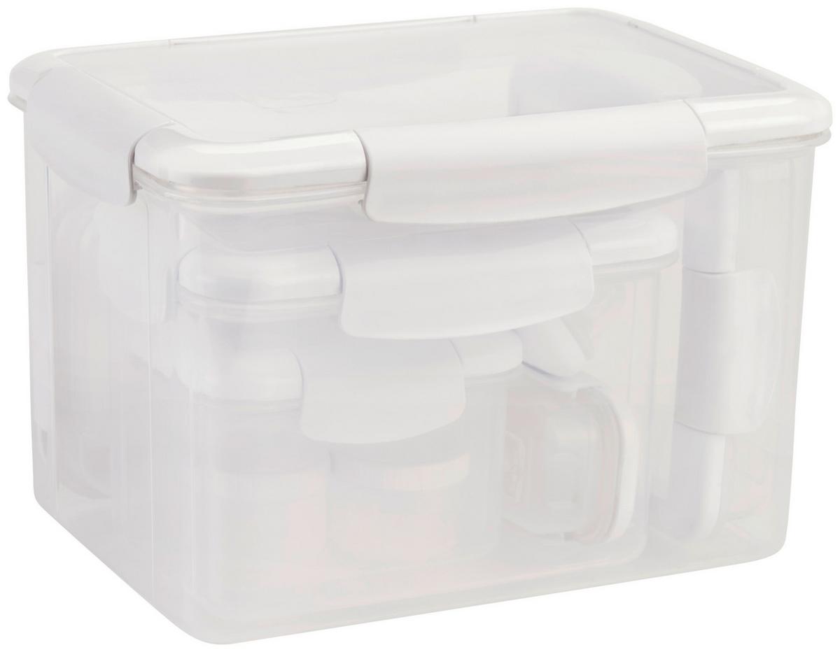 Ételtároló Készlet Deren 11 Részes - áttetsző/fehér, Basics, műanyag - Luca Bessoni