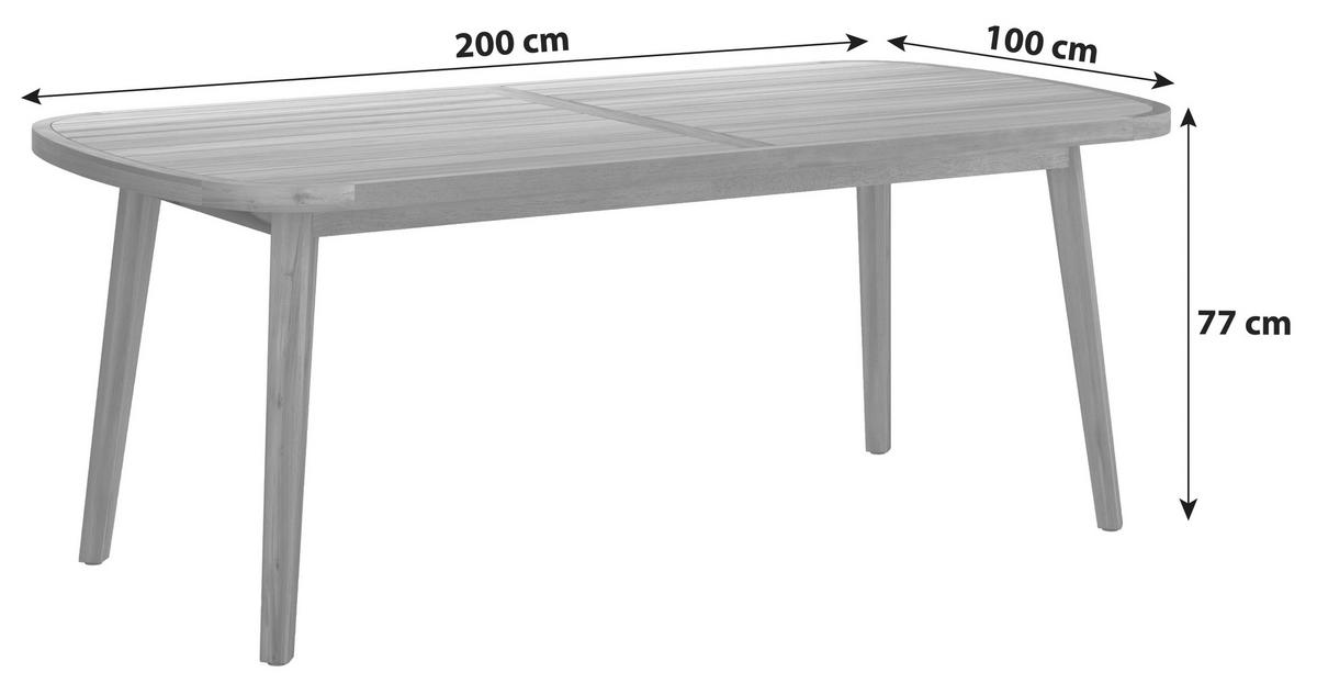 GARTENTISCH TALINN - Akaziefarben, MODERN, Holz (200/77/100cm) - Beldano