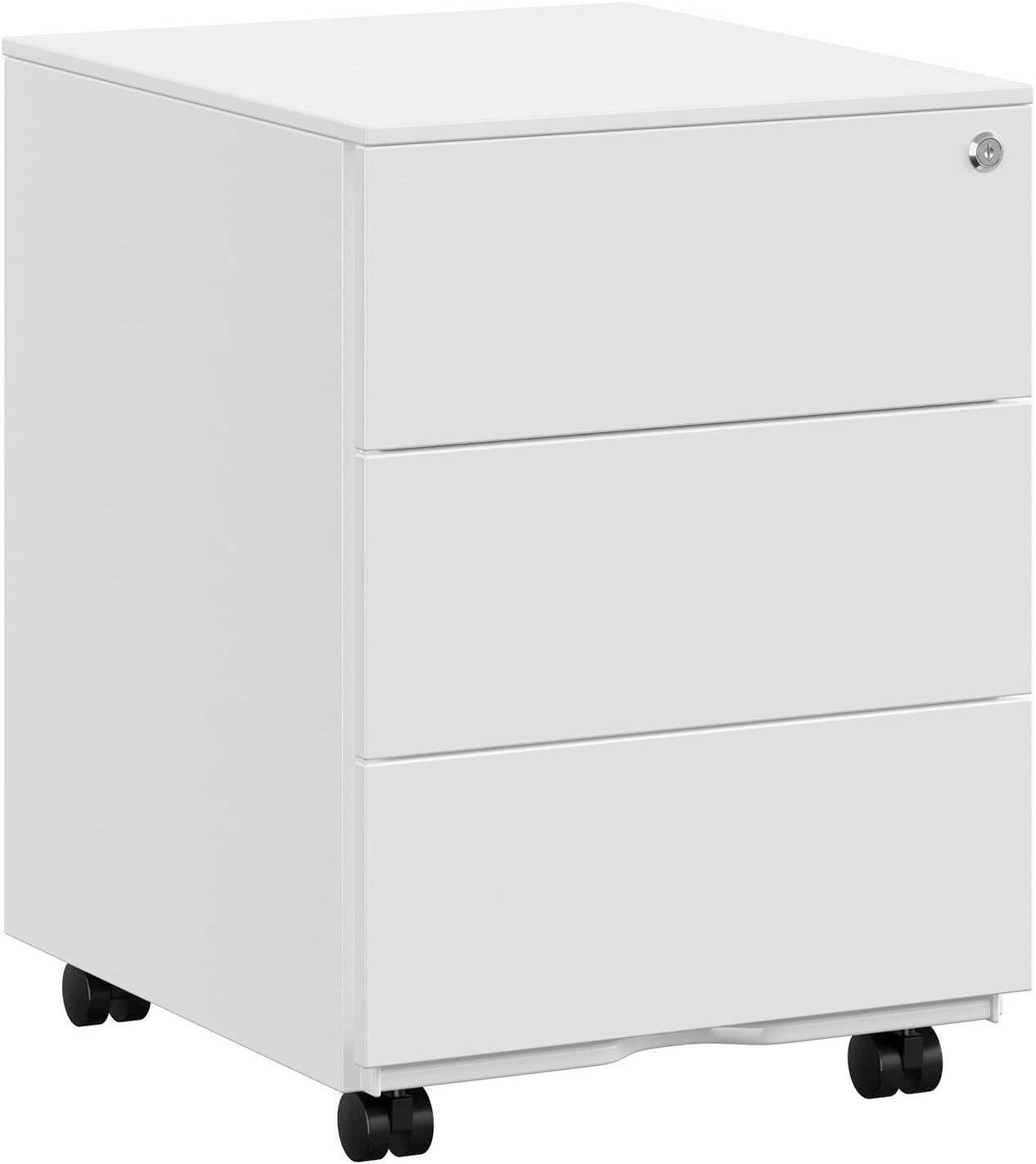 Rollcontainer Metall Weiß Abschließbar 39x55x45 cm - Weiß, Basics, Kunststoff/Metall (39/55/45cm) - Boxxx