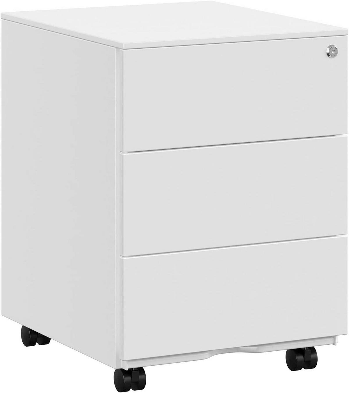 Rollcontainer Metall Weiß Abschließbar 39x55x45 Cm - Weiß, Basics, Kunststoff/Metall (39/55/45cm) - Boxxx